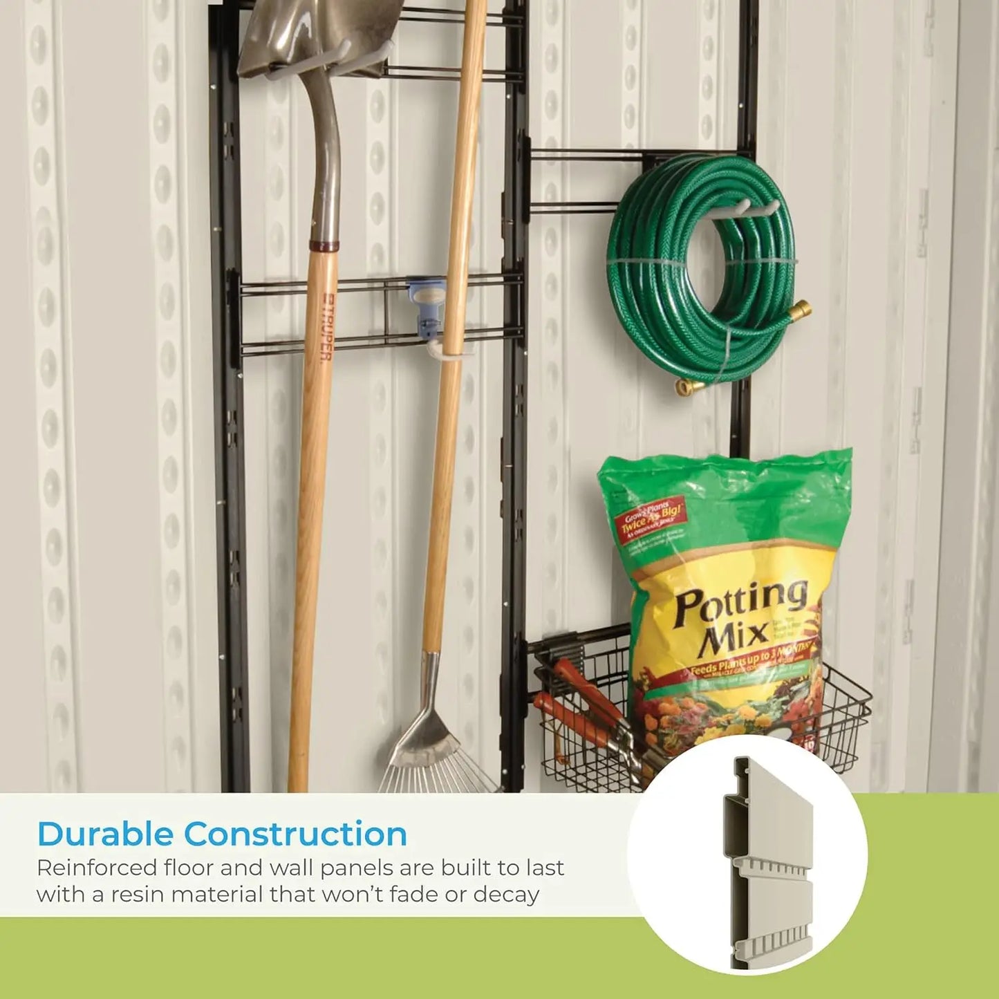 XMSJ Tremont PremiumQuality Resin Shed For Backyard Storage Skylights ReinforcedFloor