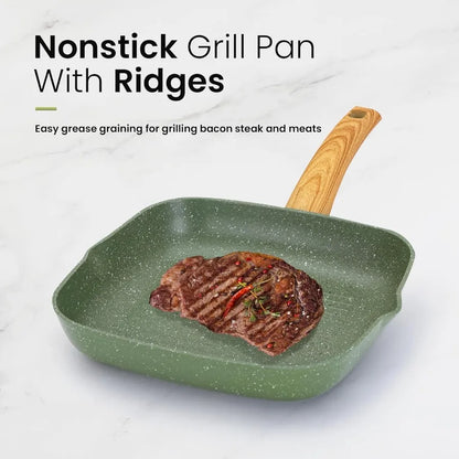 Pots and Pans Set Nonstick 30 Pieces Induction Kitchen Cookware and Bakeware Sets Green Granite Coating Cooking Pans Set