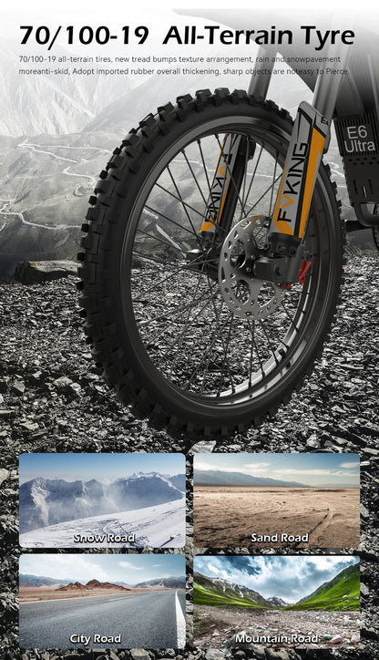 Readygo EKXBIKE E6 Ultra Adult Off-Road Ebike 3000W Brushless Motor 60V 30AH Lithium Battery Electric Bicycle 85Km/h