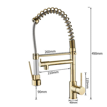 Kitchen Sink Faucet With Single Pull Out Sprout Deck Mounted