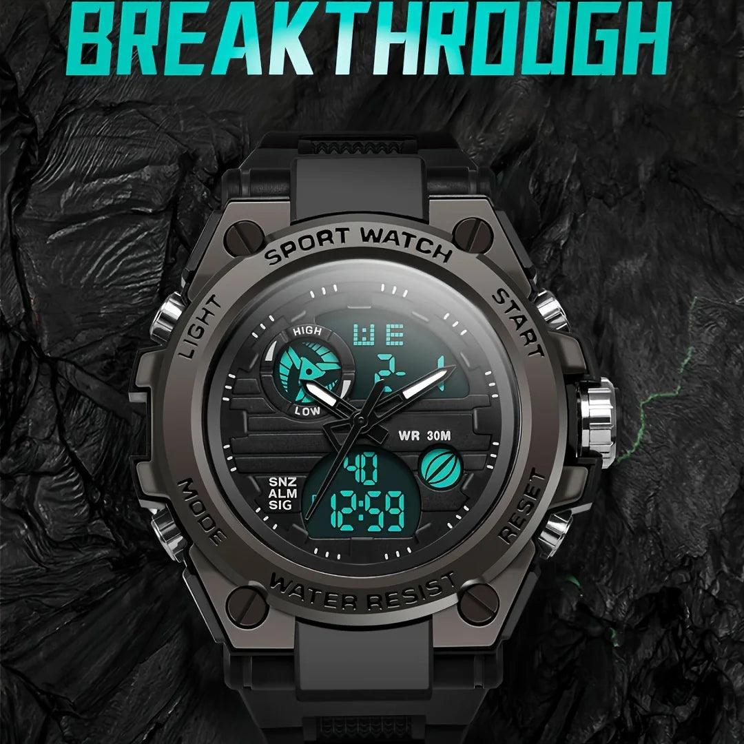 Men Outdoor Digital LED Stopwatch Wristwatch With Dual Display