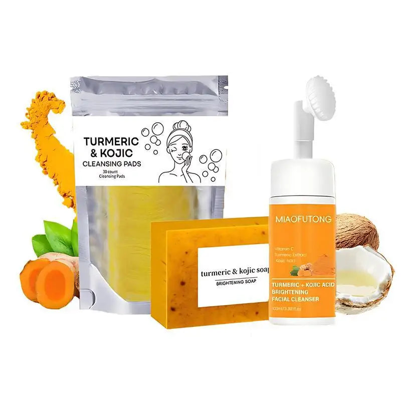 RDQCTQ Turmeric Cleanser And Kojic Acid Soap Set Brightening