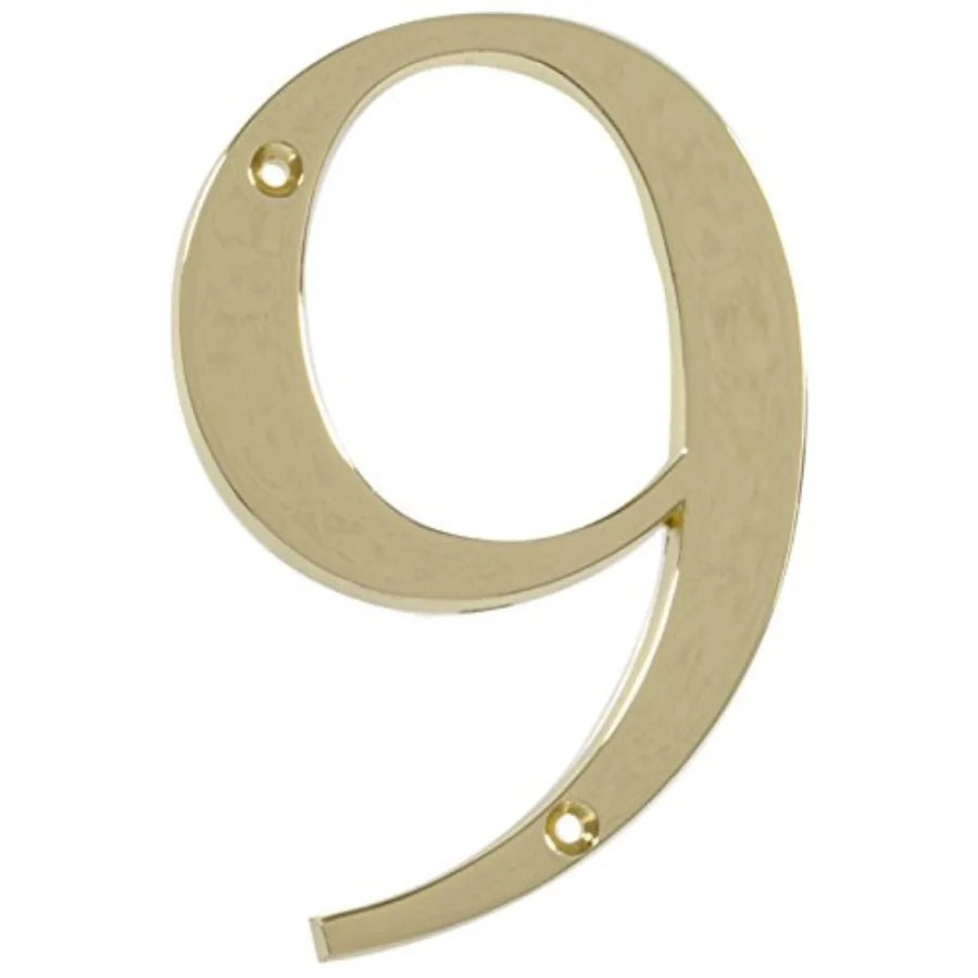 Distinctions 843155 House Number 5, Polished Brass Zinc Flush Mount Address Number, Modern Outdoor Address Sign for Front Door,