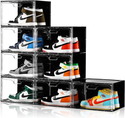 Stackable Shoe Storage Boxes With Lids Clear Design