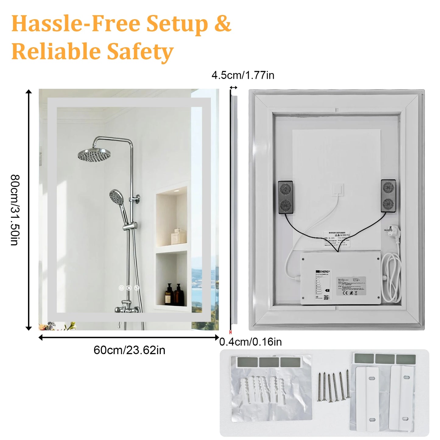 Borwart Smart LED Bathroom Mirror With Anti Fog And Speaker
