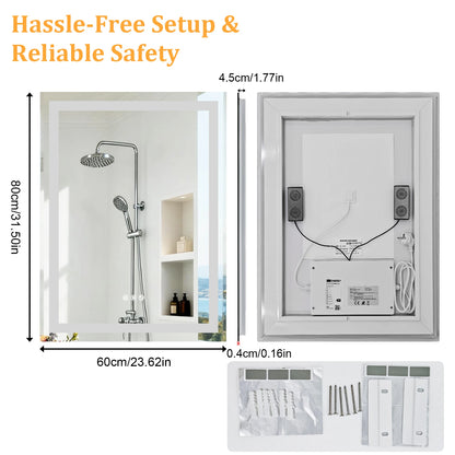 Borwart Smart LED Bathroom Mirror With Anti Fog And Speaker